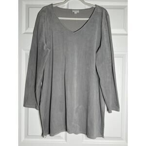 Pure Jill 3/4 Sleeve V-Neck Pullover Tunic Sweater Womens Size XL Gray Side Vent